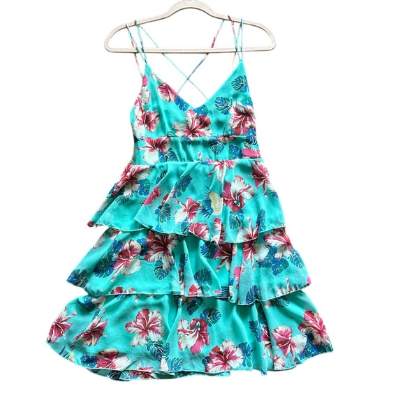 Guess Floral Backless Tie Back Sleeveless Chiffon Mini Dress - Picture 5 of 10